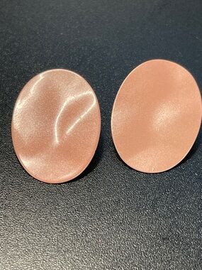 Oval Rose Gold Metal Earrings - Minimal Modern Studs- D4